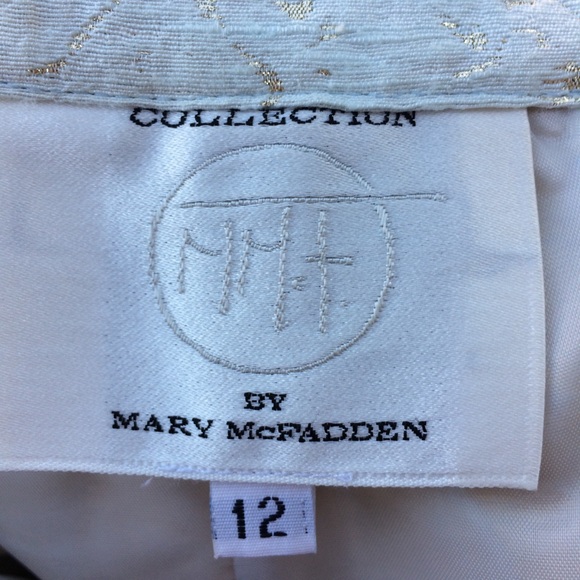 VTG Mary McFadden Lurex Leaf Pencil Skirt S - Picture 5 of 12